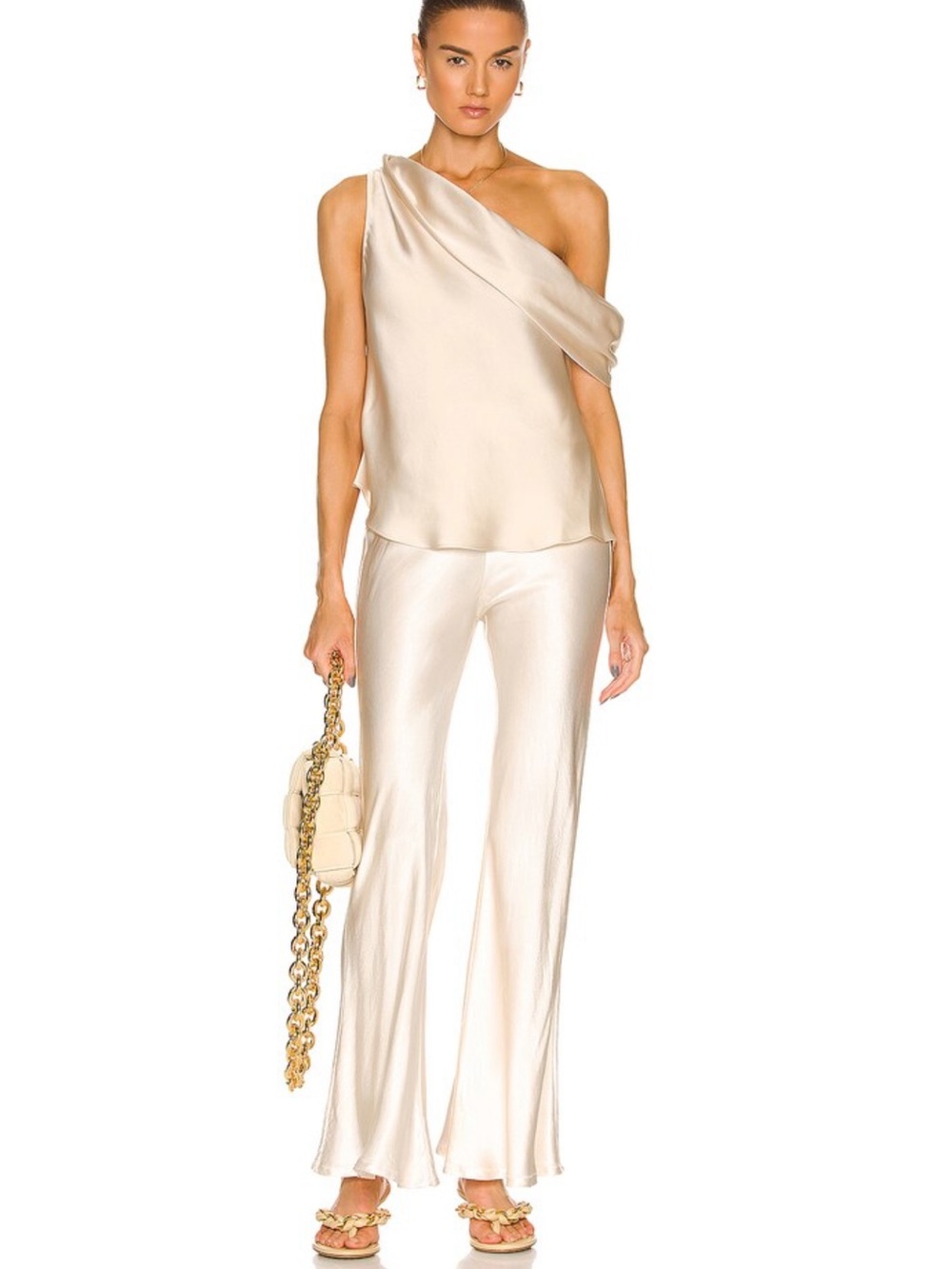 Enza Costa satin bias pants in antique white - Picture 2 of 8